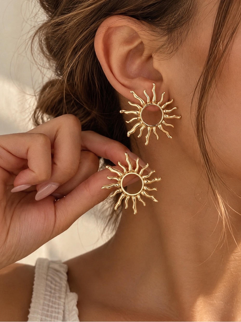 Sunburst Gold Drop Earrings - Women Jewelry
